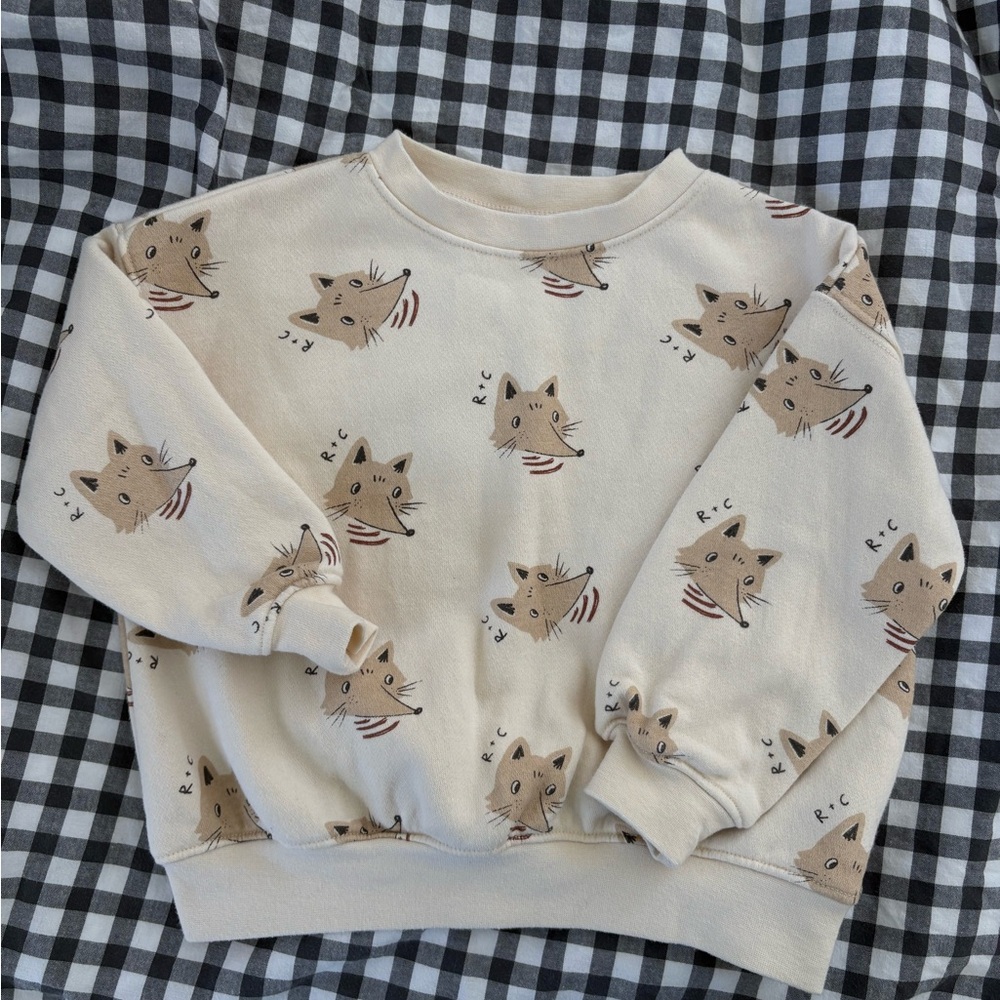 Rylee and Cru Cream Fox Print Crewneck Sweatshirt